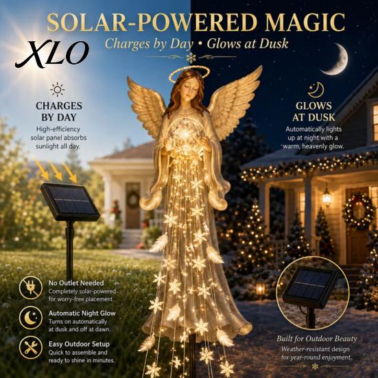 Sympathy Gifts for Loss Solar Powered Angel Remembrance Garden Light, Resin Blessing Fountain Statue with Cascading Front Yard Display Decor LED Warm