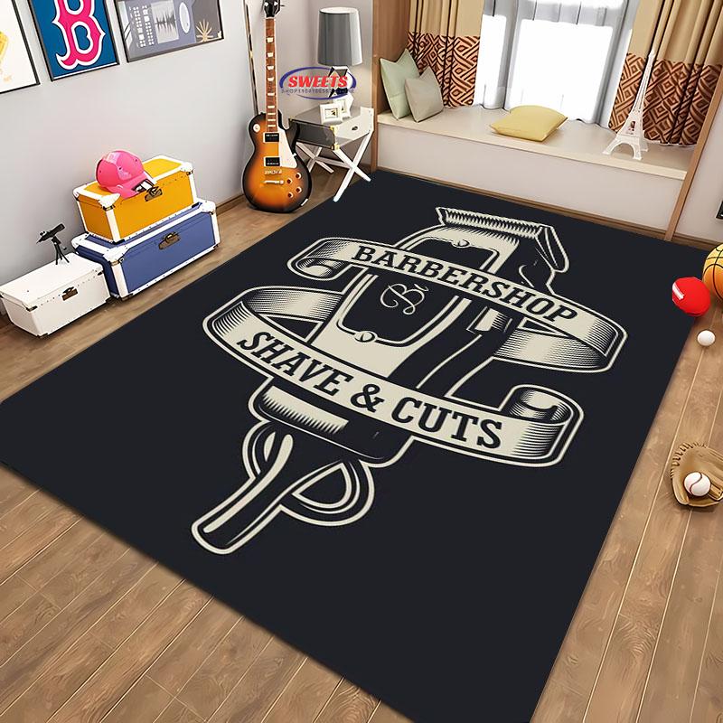 Barber Shop Sign Pattern Carpet,Living Room and Bedroom Household Items,Children's Room Sofa Mats, Doormat Floor  Anti-slip Rug