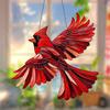 Red Hierarch Stained Window Hanging Ornament, Bird Flying Shape Garden Stained Acrylic Window Panel, Great Gift for Mom Grandma and Birds Lover for