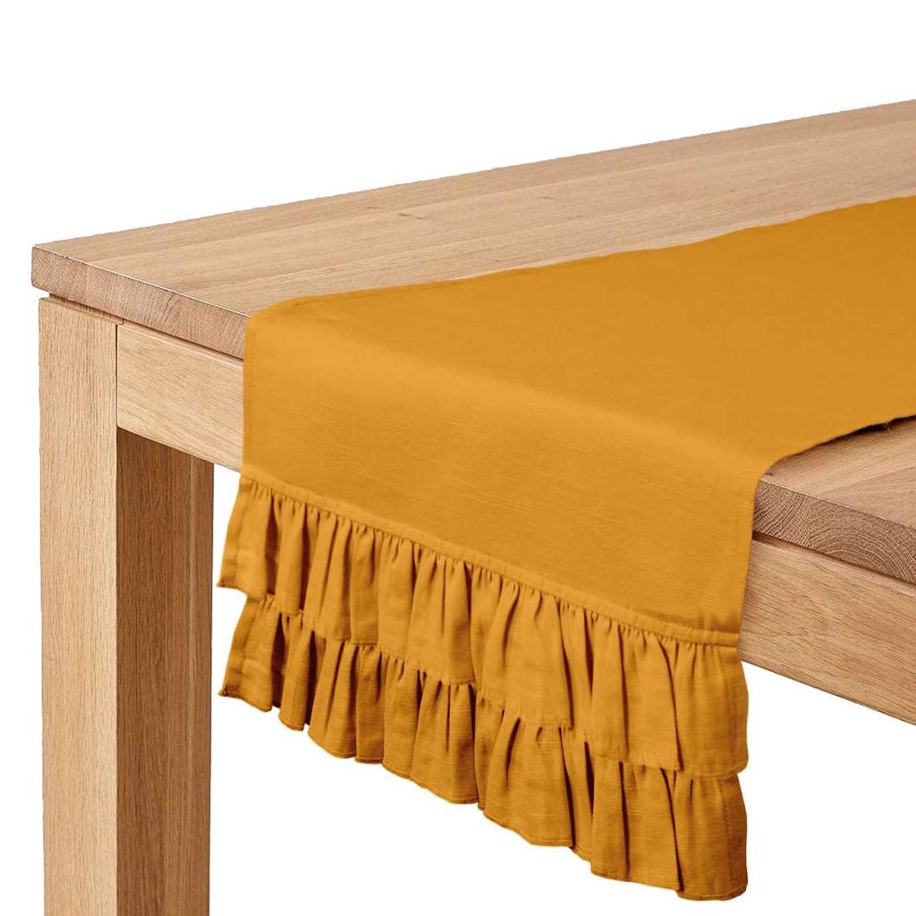 Vargottam Rosa Heimdeko Stilvolle Hochzeitsfeier Feiertags-Tischdeko Uni Doppelrüschen Tischläufer-14 x 108