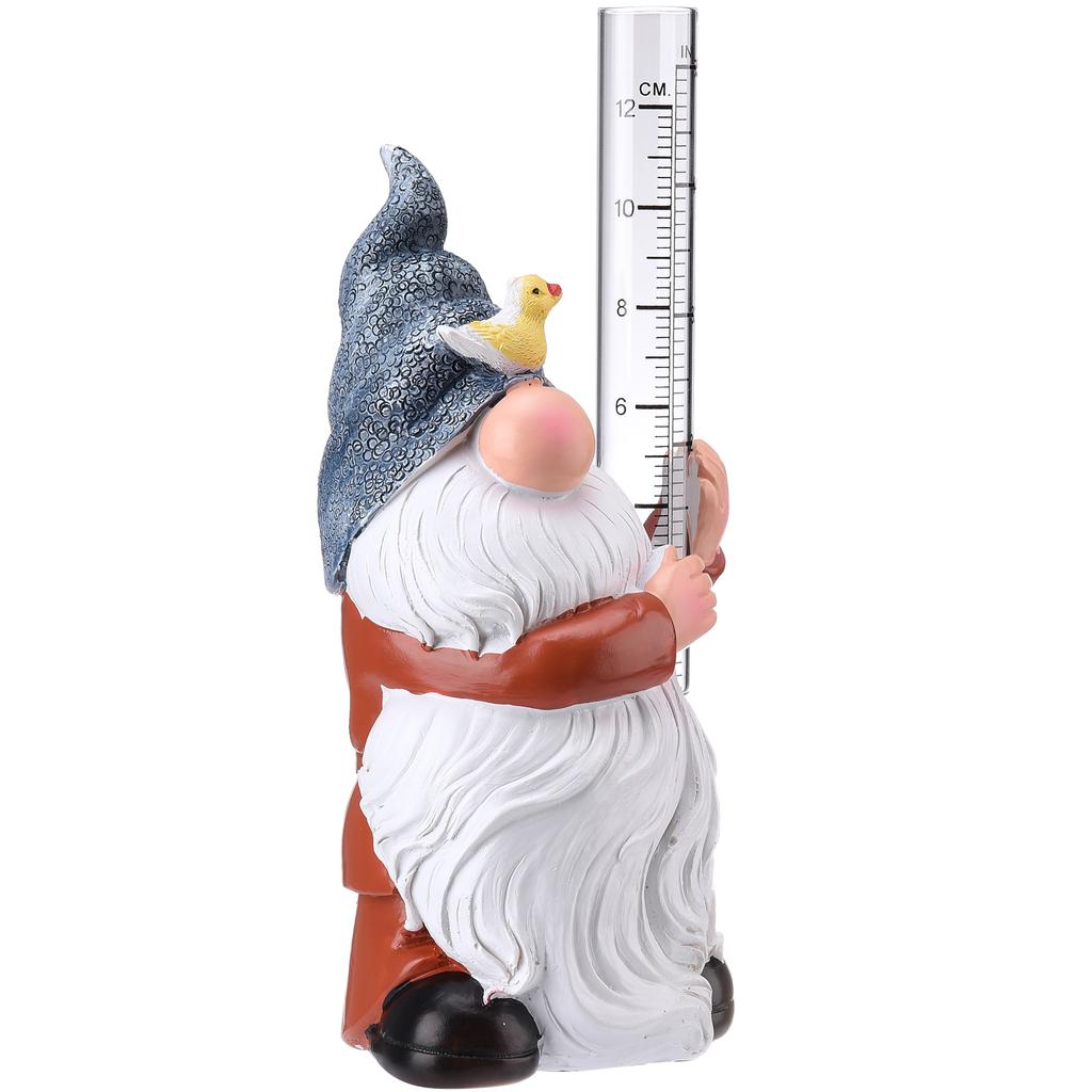 Gnome Resin Rain Gauge Garden Statue Hand Painted