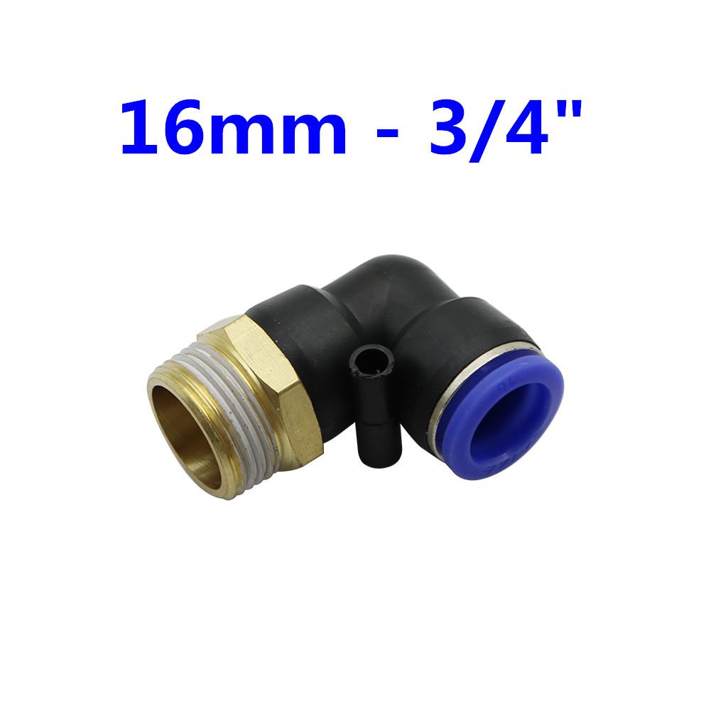 PL Pneumatic Pipe Connector 14mm 16mm OD Hose Pipe 1/4" 3/8" 1/2" 3/4" Male Thread Adapters Pneumatic Pipe Elbow Fitting 3Pcs