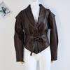 2024 Retro Lace-up Faux Leather Jacket with Lapel Shawl - Women's Casual Winter Fashion