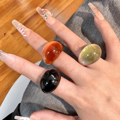 Charm Transparent Resin Ring Candy Color Irregular Ring Unique Acrylic Geometric Ring  Girls