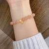 Artisan Glass Beaded Bracelet Light Pink Bracelet with Elastic String for Women Girls Teens Her