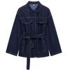 Damenmode mit Gürtel Denim Blau Einreihige Jacken Vintage Reverskragen Lange Ärmel Schicke Damen Outfits