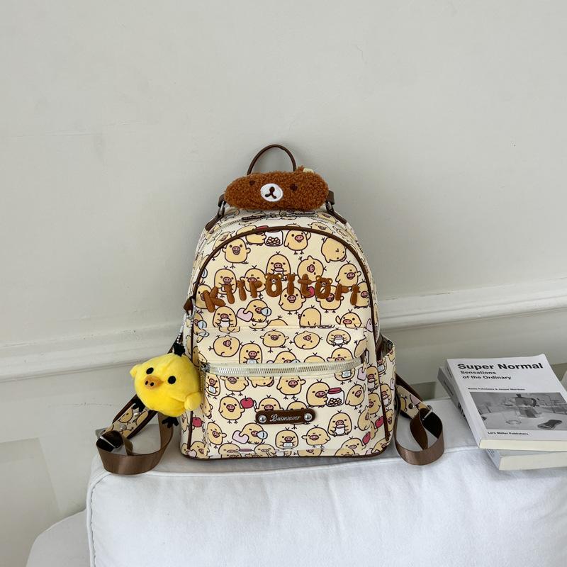 Schoolbag Cute Nostril Chicken Full Printed Backpack Women's Easy Bear Embroidered Backpack Student Commuter Large Capacity Cuckoo Chicken School Bag