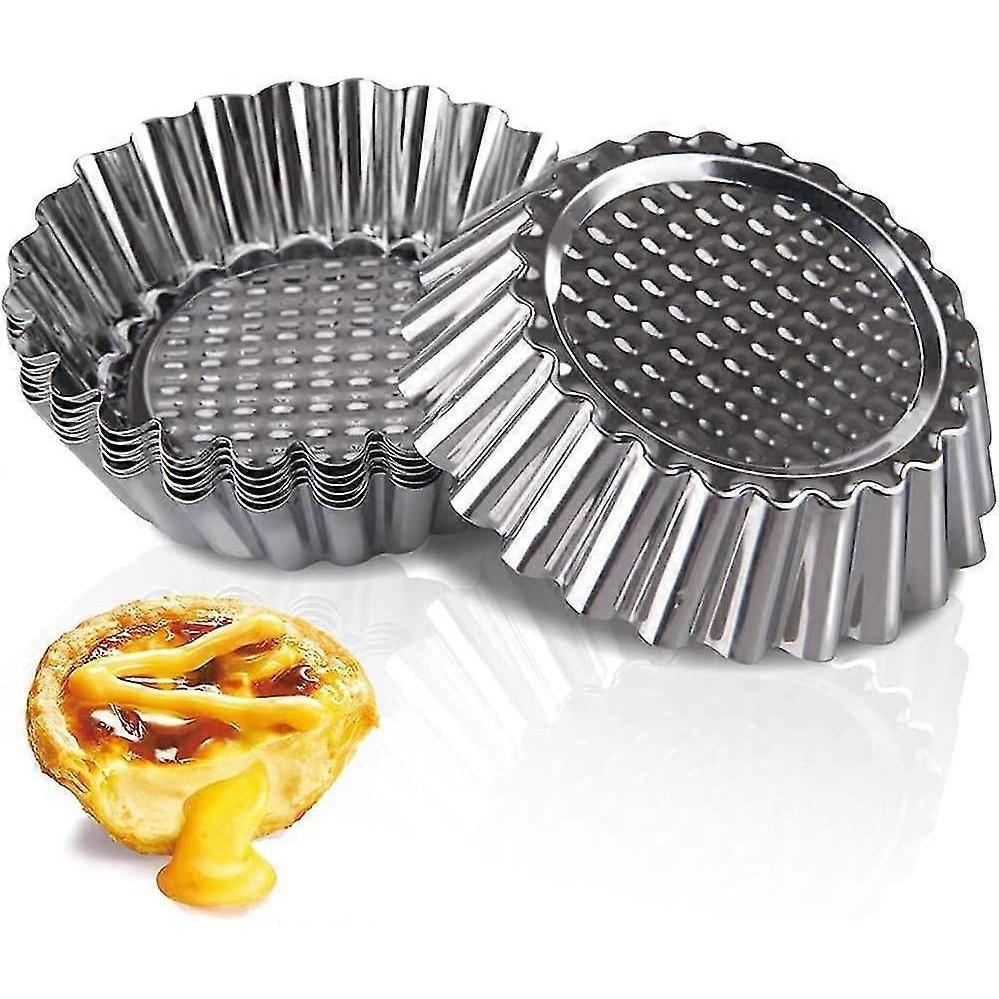 20 Pieces Mini Quiche Mold, Egg Tart Mold, Tartlet Mold, Non-stick And Heat Resistant Reusable Tumbler, For Baking Pies, Muffins And Cupcakes, Silver
