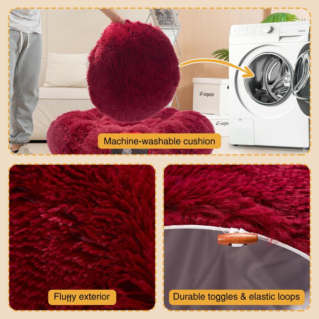 Avont Cat Tunnel Bed with Washable Foldable Large Cat Tunnel Tube Toy with 3 Shapes for and Includes Fluffy Cat Bed Red Cushion, Kittens, Puppies,