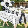 Avezano 3 pcs Black Bow Tablecloths 108 x 54 inch Bow Birthday Decorations Black and White Coquette Plastic Table Cover Disposable Bachelorette Party