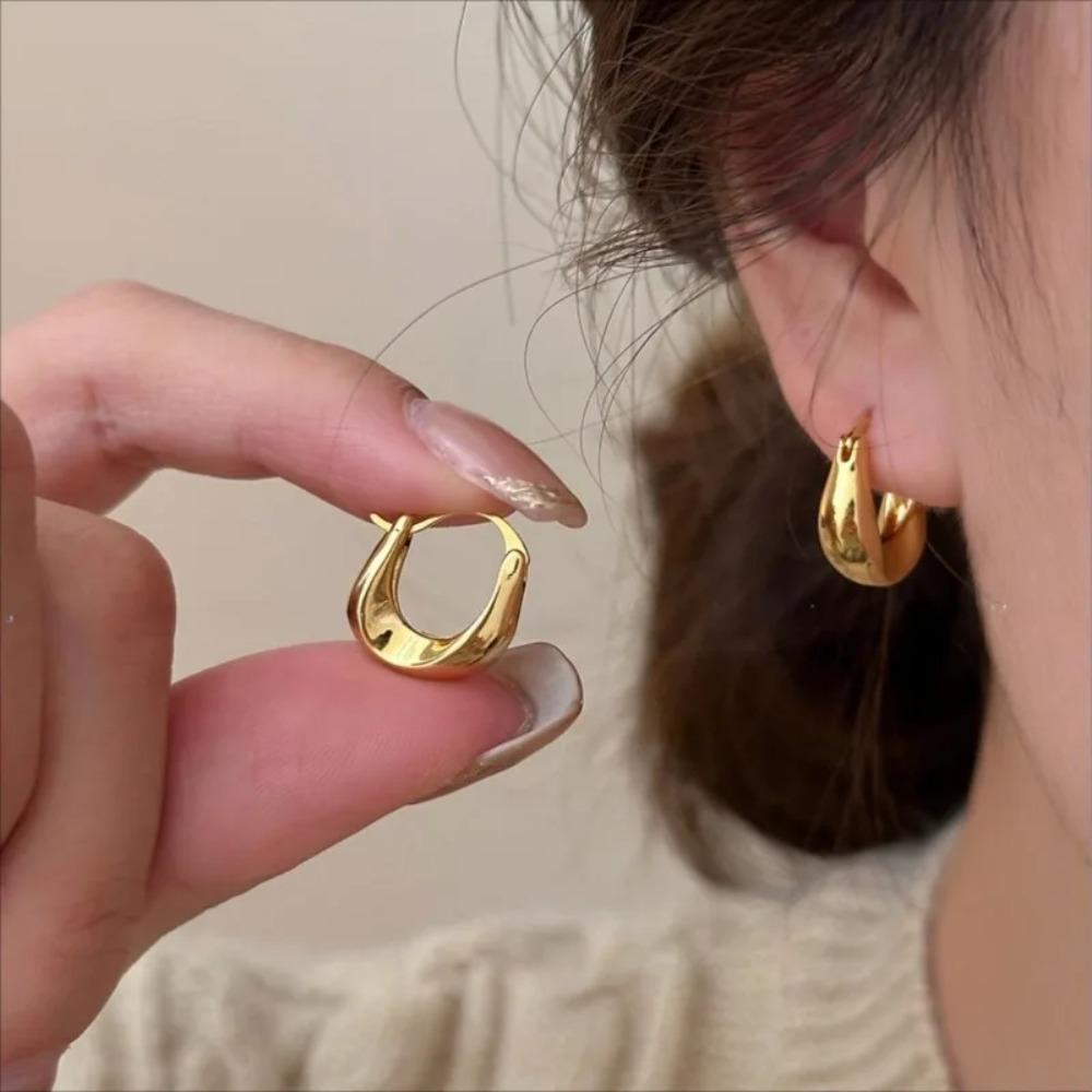 Chunky Round Circle Drop Earrings for Women Minimalist Irregular Hoop Earrings Fashion Jewelry Party Gifts