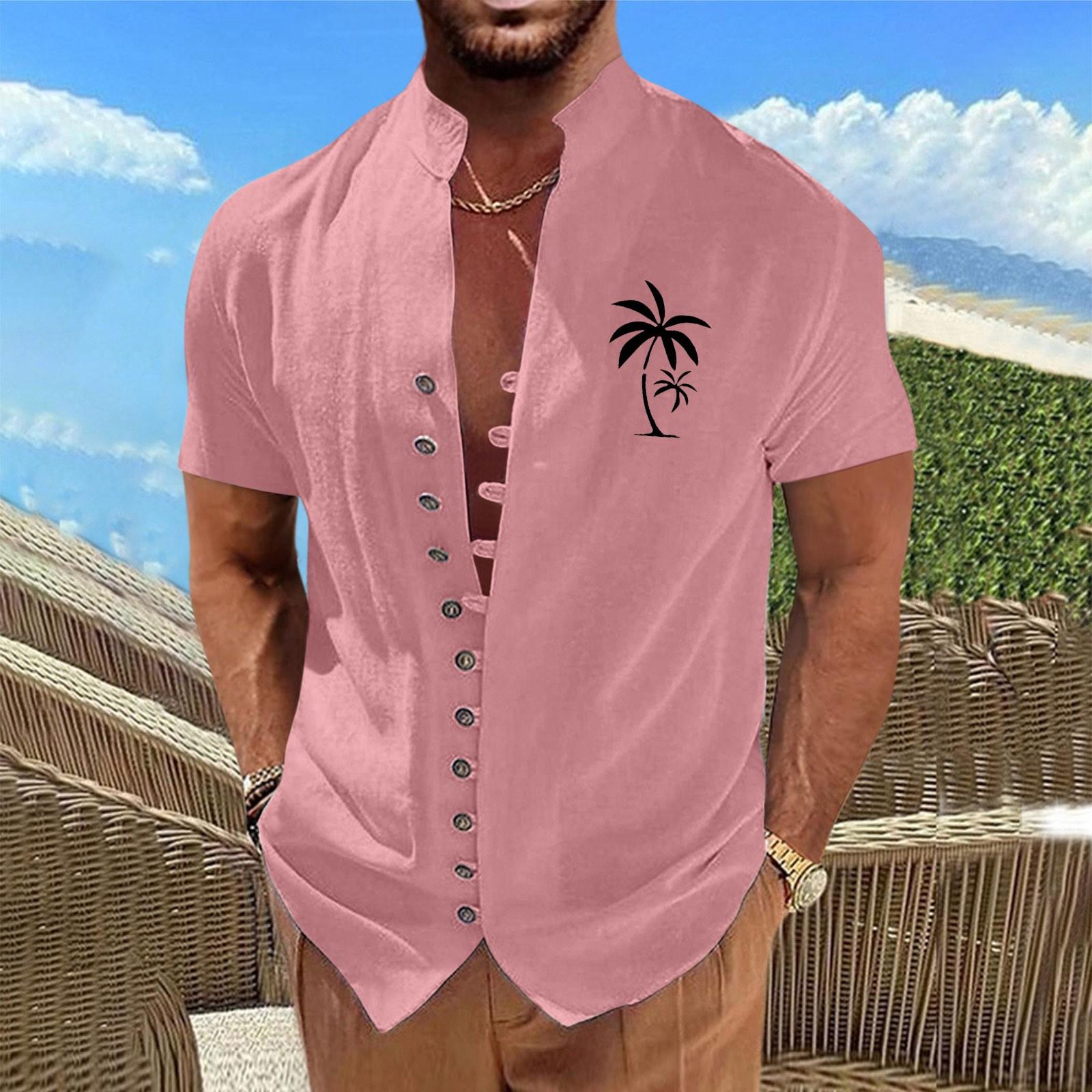 Новая мужская повседневная свободная рубашка в стиле ретро с короткими рукавами и принтом — фото 8