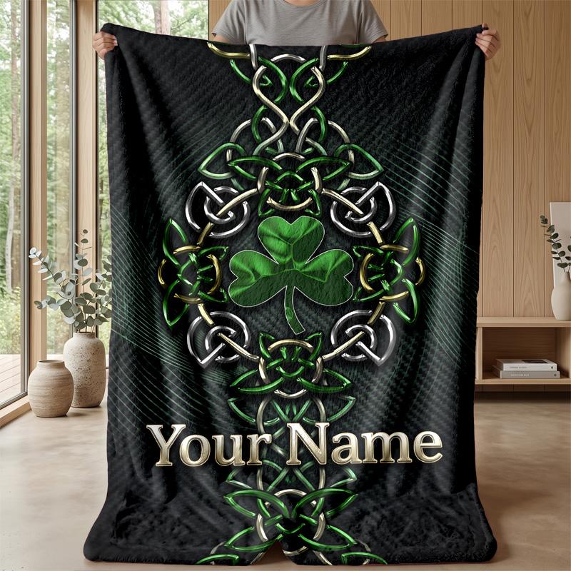 Custom Text Flannel Throw Blanket, Lightweight Cozy Bed Sofa BlanketCeltic FC