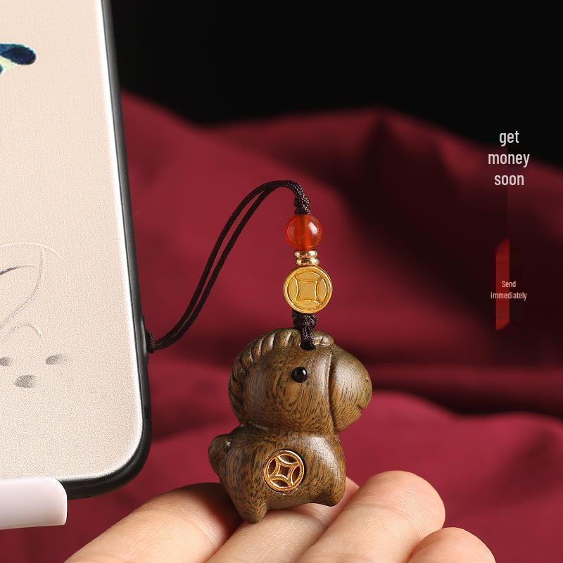 Sandalwood Zodiac Horse Carriage Keychain and Pendant