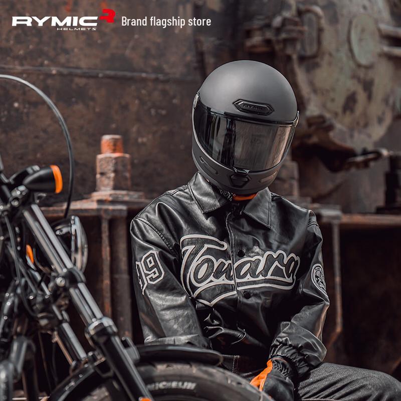 Ретро мотошлем RYMIC V80 с полным лицом XL матовый черный