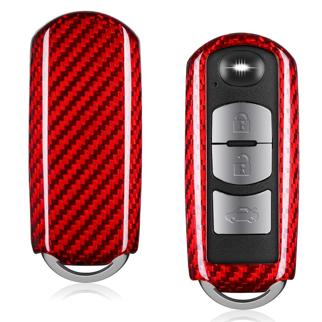 Key Cover for Mazda Axela Axela T-carbon Case/Key CX-5, CX-3, CX-8, MPV, Roadster, ND5RC, NDERC, Axela, Sport, Sedan, etc. (Red)