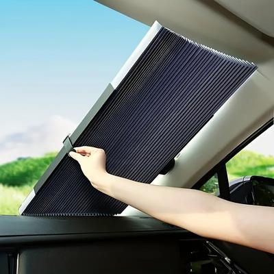 Car Windshield Sun Shade, Retractable Sun Shade, Easy To Install Use - Blocks 99% UV Ray Heat Insulation To Keeps Your Vehicle Cool