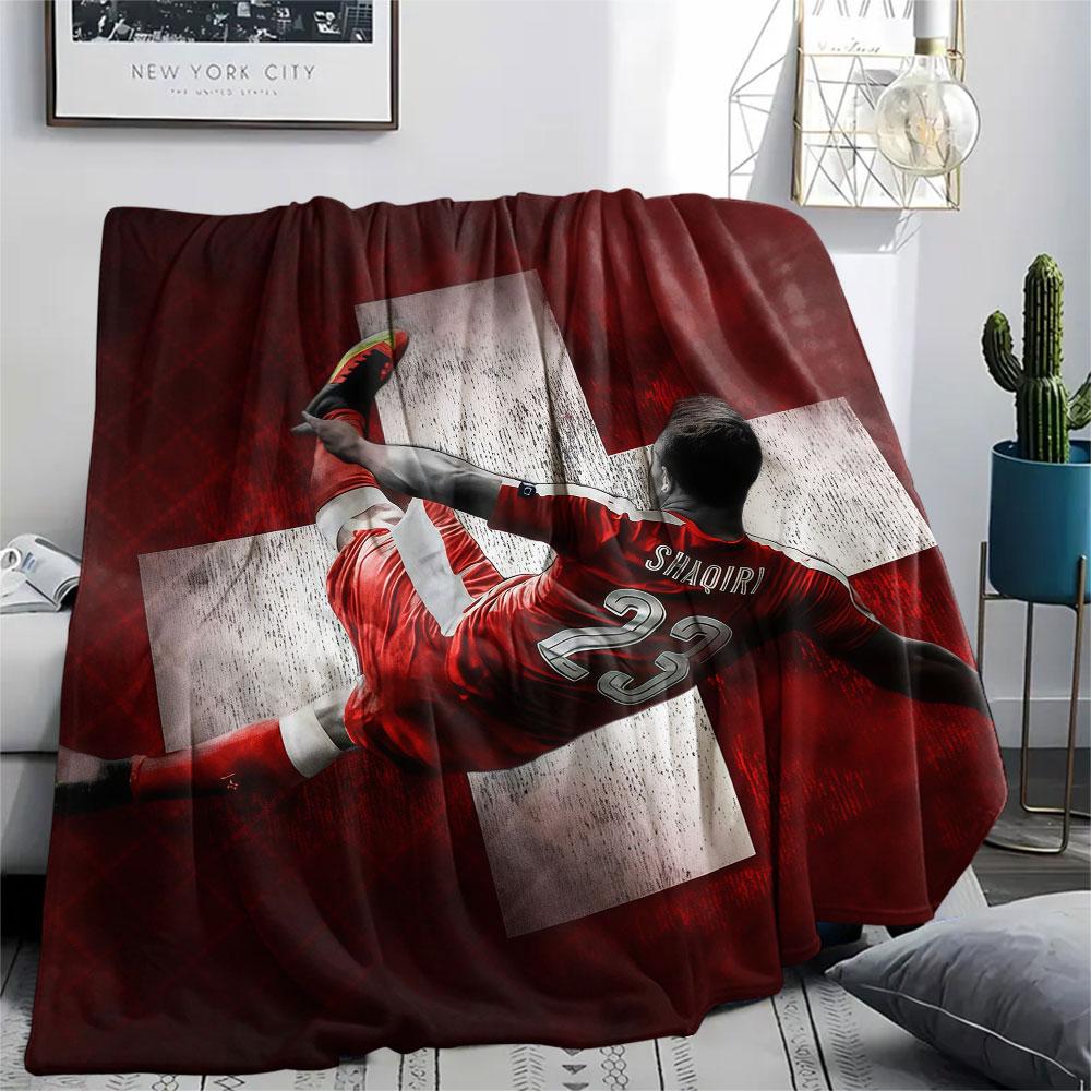 1PC Switzerland National Football Team Patterned Flannel Blanket Suitable For All Seasons for Home Decor Warmth and Comfort Gifts Holiday Present