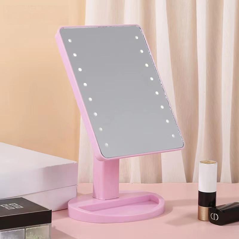 

Portable LED Touch Screen Makeup Mirror with Light – Square Vanity and Desktop Use 16 LED Makeup Mirror