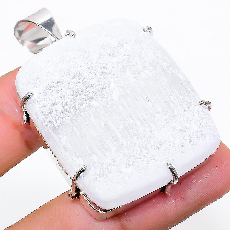 

Selenite Handmade 925 Sterling Silver Jewelry Pendant 1.93 U0I18