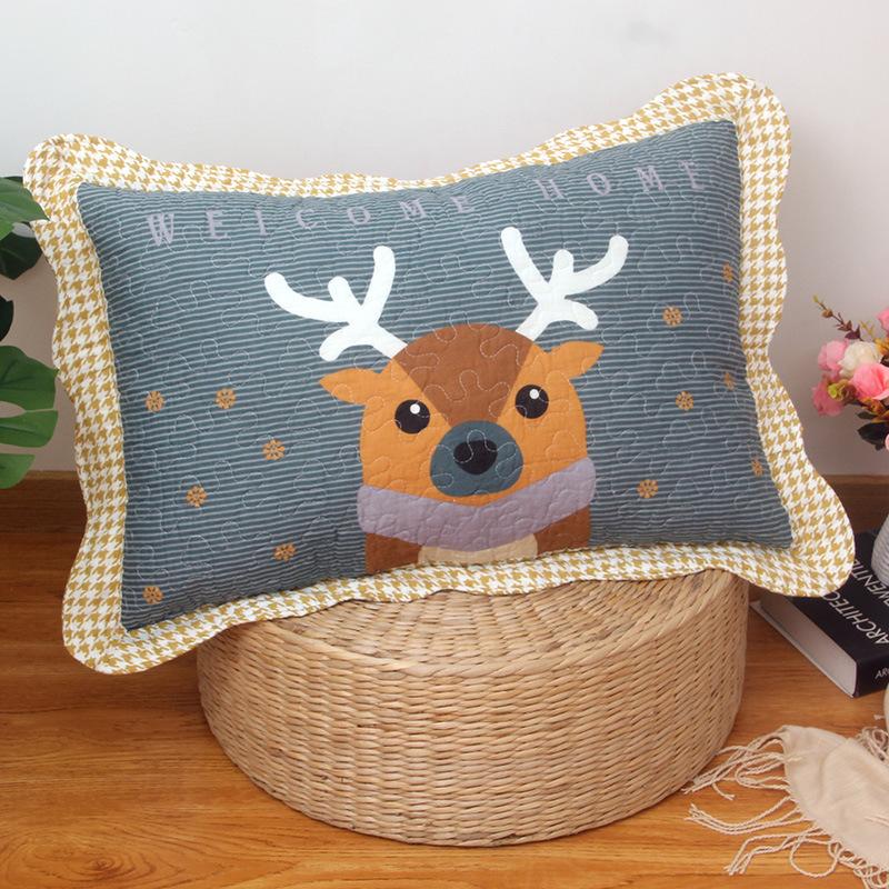 Soft and Comfortable Pillowcase Skin Friendly Breathable Fashionable Rustic Style Quilted Fabric Pillowcase Bedroom Decoration