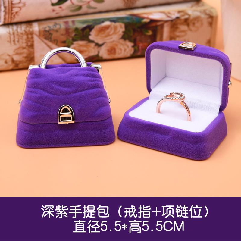 

Дизайн сумочки Бархатная шкатулка для украшений Шкатулка для колец Упаковочная шкатулка для украшений, органайзер для украшений Органайзер для хранения Контейнеры темно-фиолетового