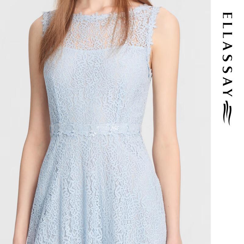 ELLASSAY Women's Silk Blend Lace Sheer Sleeveless Midi Dress