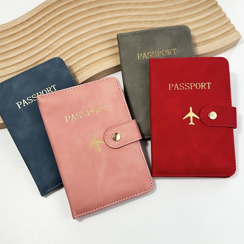 New Multifunctional Clasp Passport Wallet PU Leather Multi-card Bank Card Holder Fashion Gilded Airplane Logo Passport Cover Cas