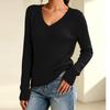 Maglione da Donna a Manica Lunga con Scollo a V a Treccia Colore