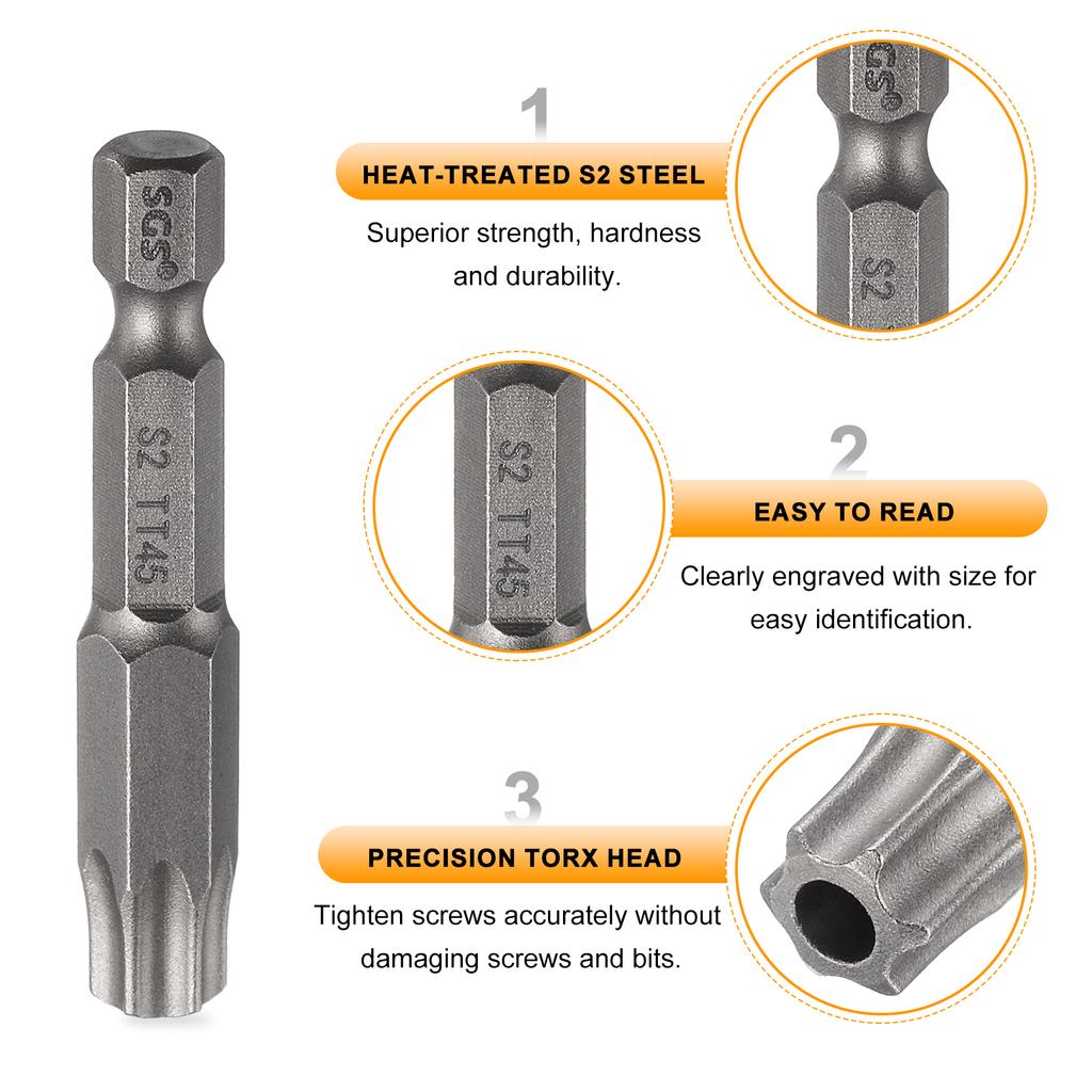 1/3/5pcs TT6-TT50 Security Torx Head Screwdriver Bit 1/4" Hex Shank Magnetic Tamper Proof 6 Point Star Screw Driver Drill Bits