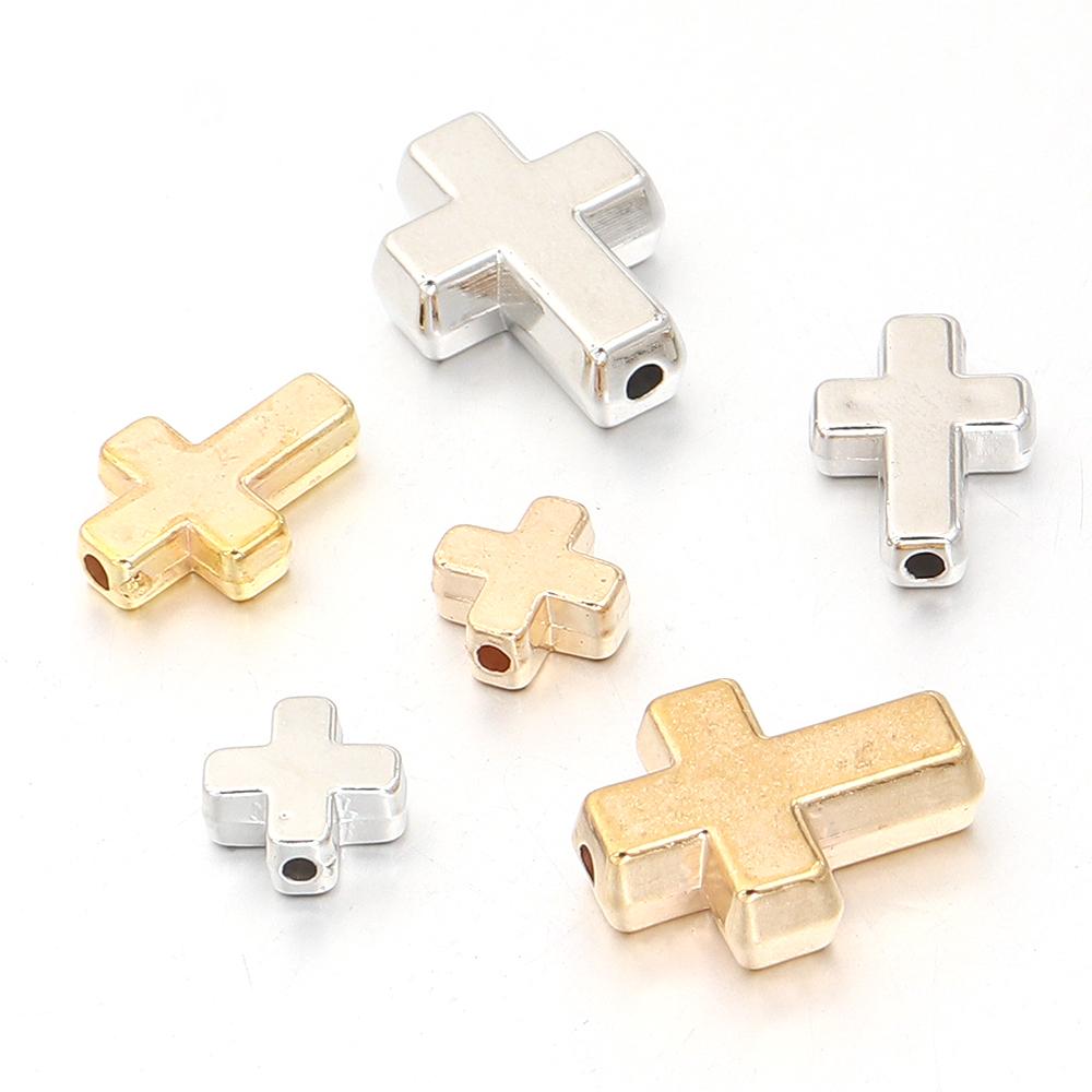 50-100pcs/lot Gold Silver Color CCB Cross Beads Plastic Loose Spacer Beads For Jewelry Making DIY Bracelet Necklace Accessories