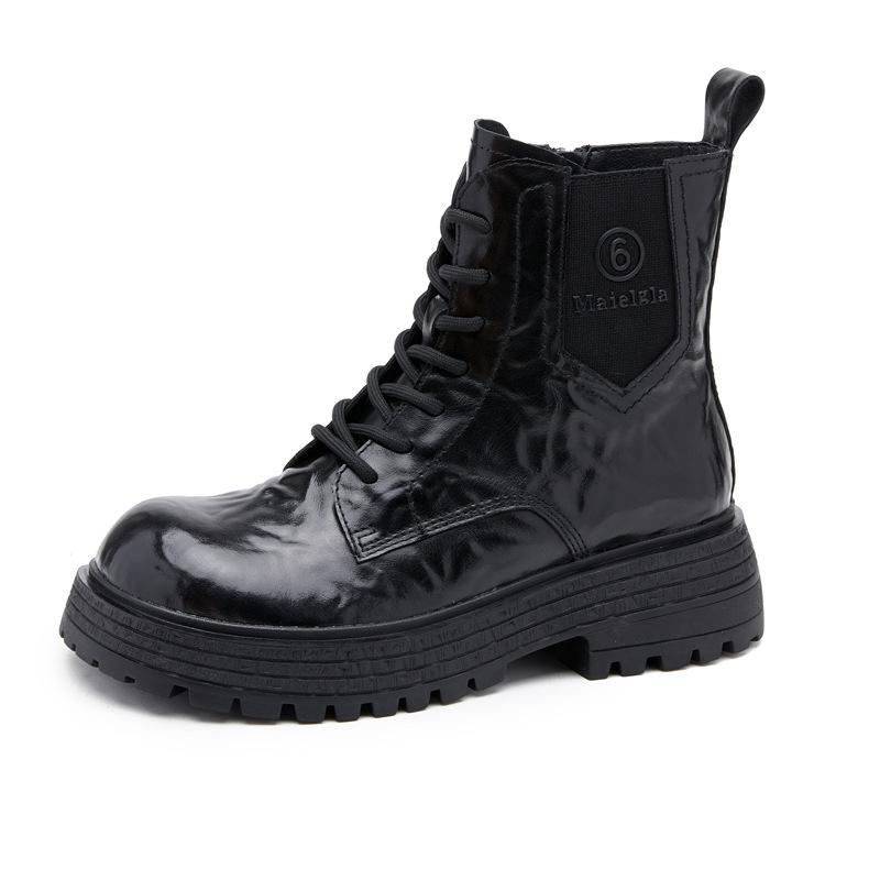 8582 Early Autumn Martin Boots Women's 2025 New Platform Shoes British Style Brown Small Retro Inner Height-increasing Short Boots