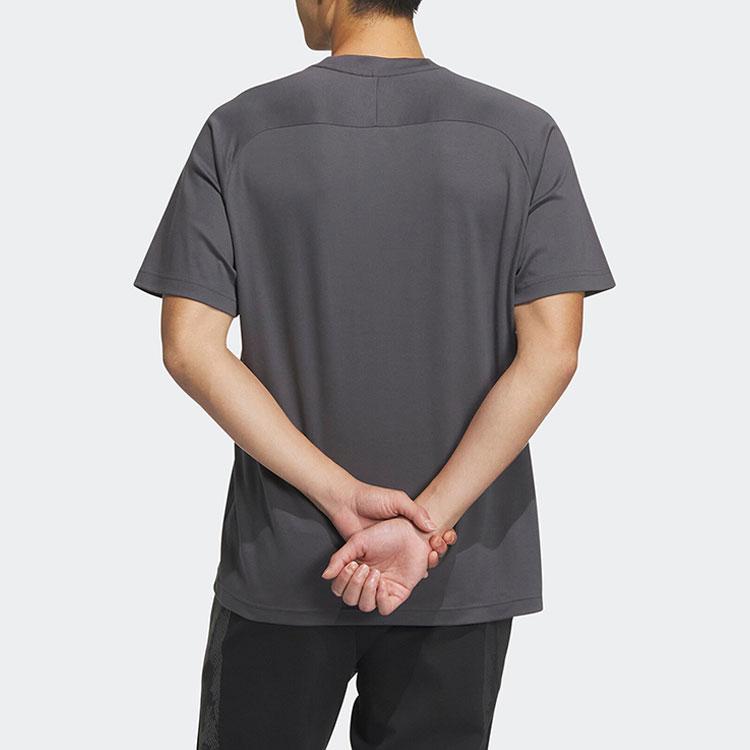 Adidas Logo Letter Print Round Neck Loose Breathable Short Sleeve T-Shirt Men T-Shirts Dark-Gray JF0784