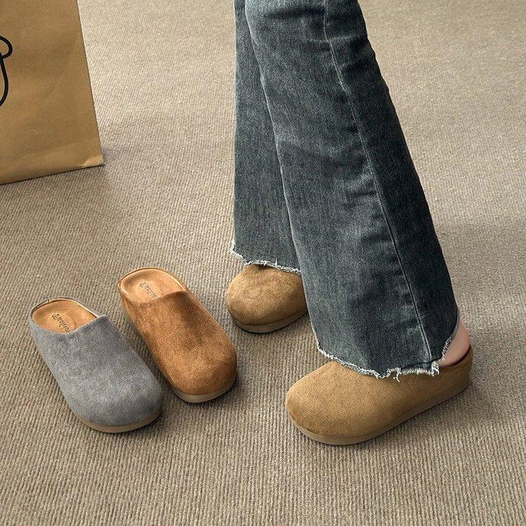 [Ushilai] French retro baotou one-pedal women's 2025 spring new soft-bottomed casual versatile half-slippers