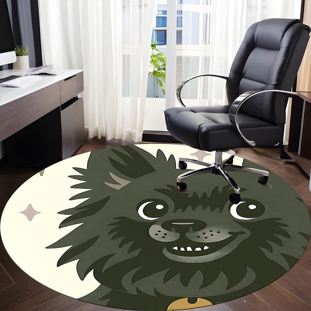 1PC Puppy Moon Office Round Area Rug,  Mat Suitable ForOffice, Under Office Chairs Bedroom Living Room Home Decor, Room Deco