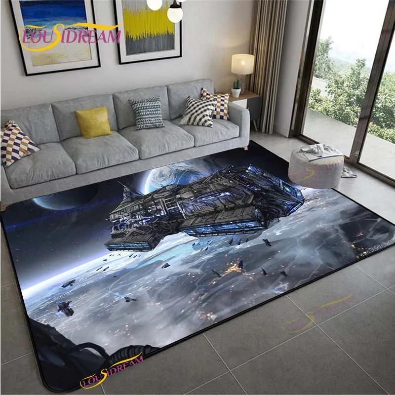 3D Space Ship Station Carpet for Living Room Bedroom Table Cinema Rug Kitchen Door Kids Un-slip Floor Mat Alfombra Birthday Gift