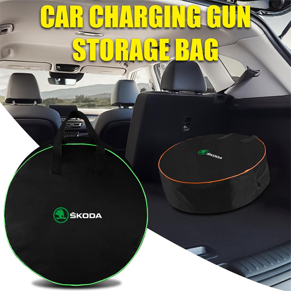 ZUKJ6 1Pcs Car Trunk Organizer Bag Charging Cable Storage Box For Skoda Rapid Scala Kodiaq Fabia Kamiq Karoq Octavia A5 A7 S VII VRS