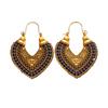 Bohemian Carved Hollow Heart & Geometric Semicircle Earrings