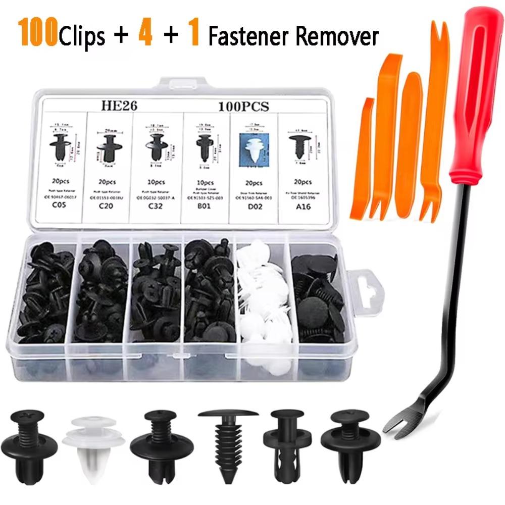 100PCS/Set Universal Fastener Removal Tools 6 Sizes Fasteners Push Retainer Kit Auto Repair