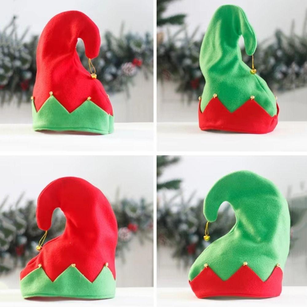 Plush Santa Cap Metal Bell Ornament Christmas Hat Cheerful Party Costume Cap Christmas Party
