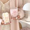 Charmante florale Glastasse für Frauen – Elegantes transparentes Trinkgeschirr für kalte Getränke, Milch oder Kaffee