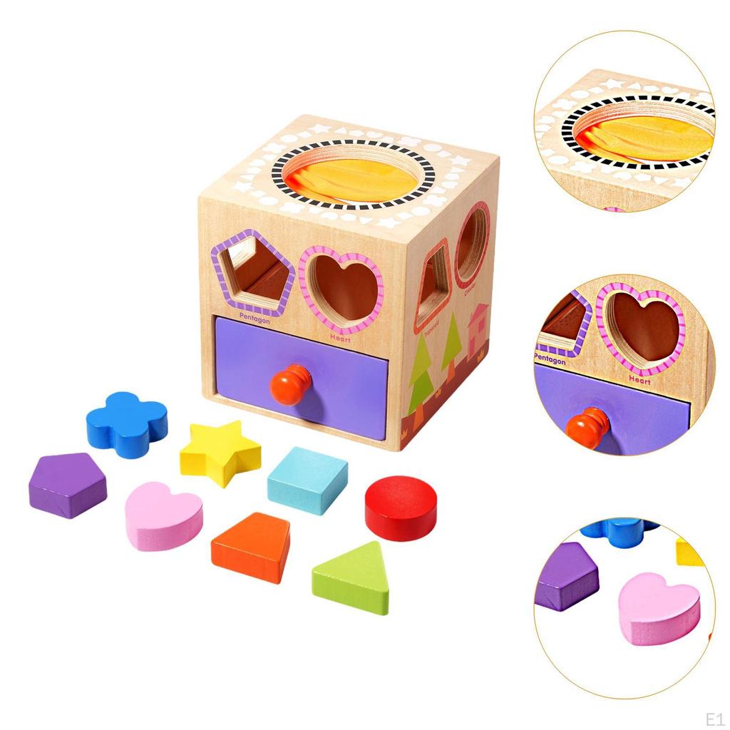 Montessori Shape Matching Toy Educational Baby Activity Cube for Sensory Exploration