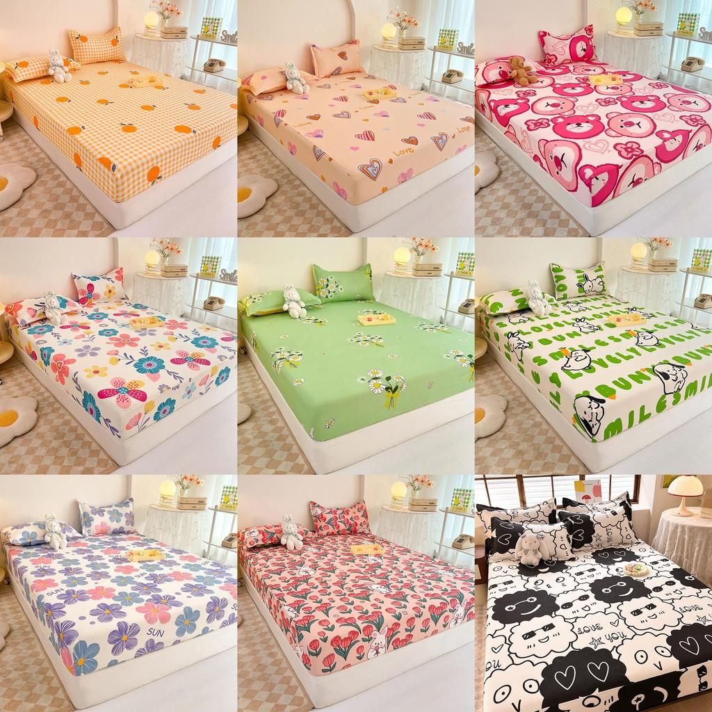 Flower Bear Rabbit Pattern Water Wash Cotton Bedspread Mattress Protective Cover