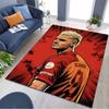 Comic Style Red Background Football Player Portrait Print Area Rug, Sports Fan Non‑Slip Floor Mat for Living Room Bedroom Home