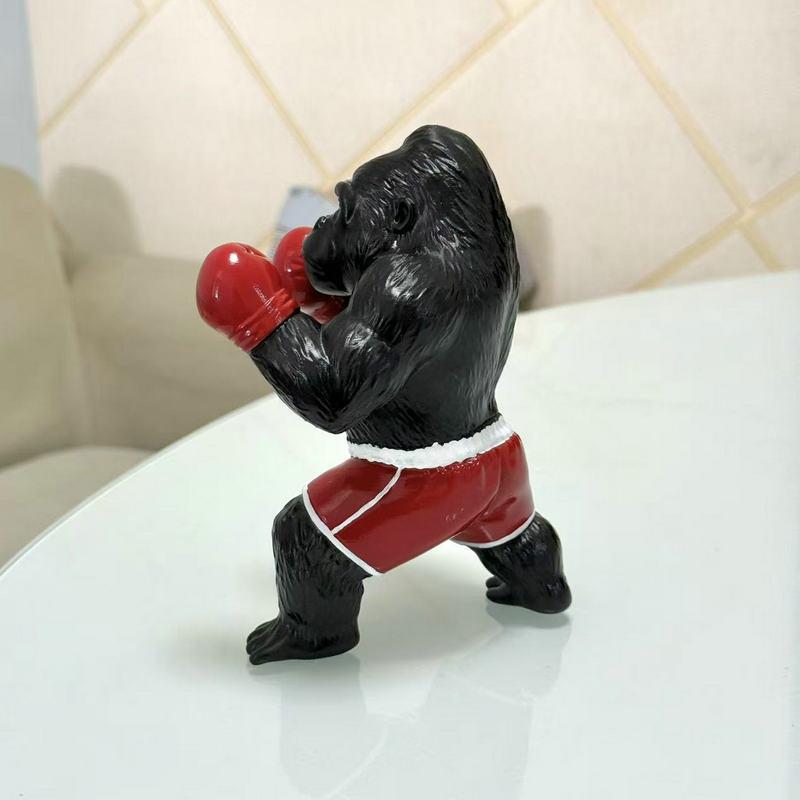 Resin Gorilla Boxing Figurine With Animal Design For Home Decor And Collectors