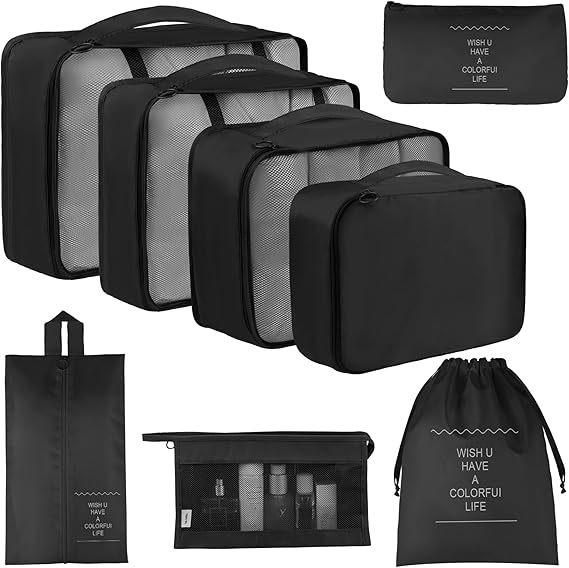 Seven-Piece Travel Storage Set: Wash Bag, Clothes, Underwear Organizer & Folding Sub-Pack