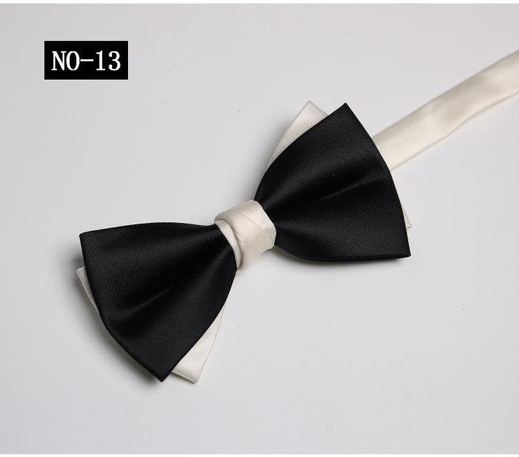 Solid Color Bow Tie Men, Two-Color Color Matching Polyester Black Burgundy Suit Banquet Best Man Bow