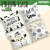 Christmas Snowman And Christmas Tree Pillowcase Bedroom Cushion Cover 100% Polyester Living Room Cushion Pillowcase Home Decor