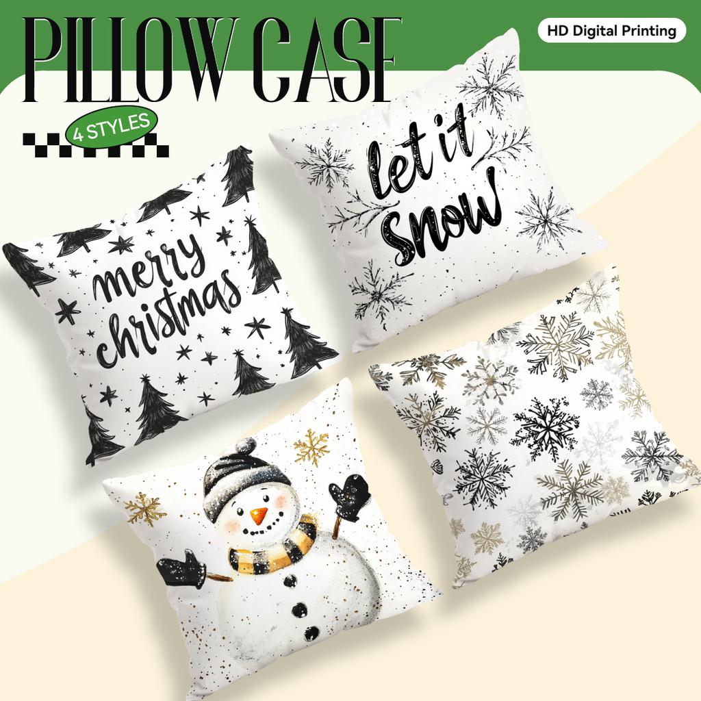 Christmas Snowman And Christmas Tree Pillowcase Bedroom Cushion Cover 100% Polyester Living Room Cushion Pillowcase Home Decor