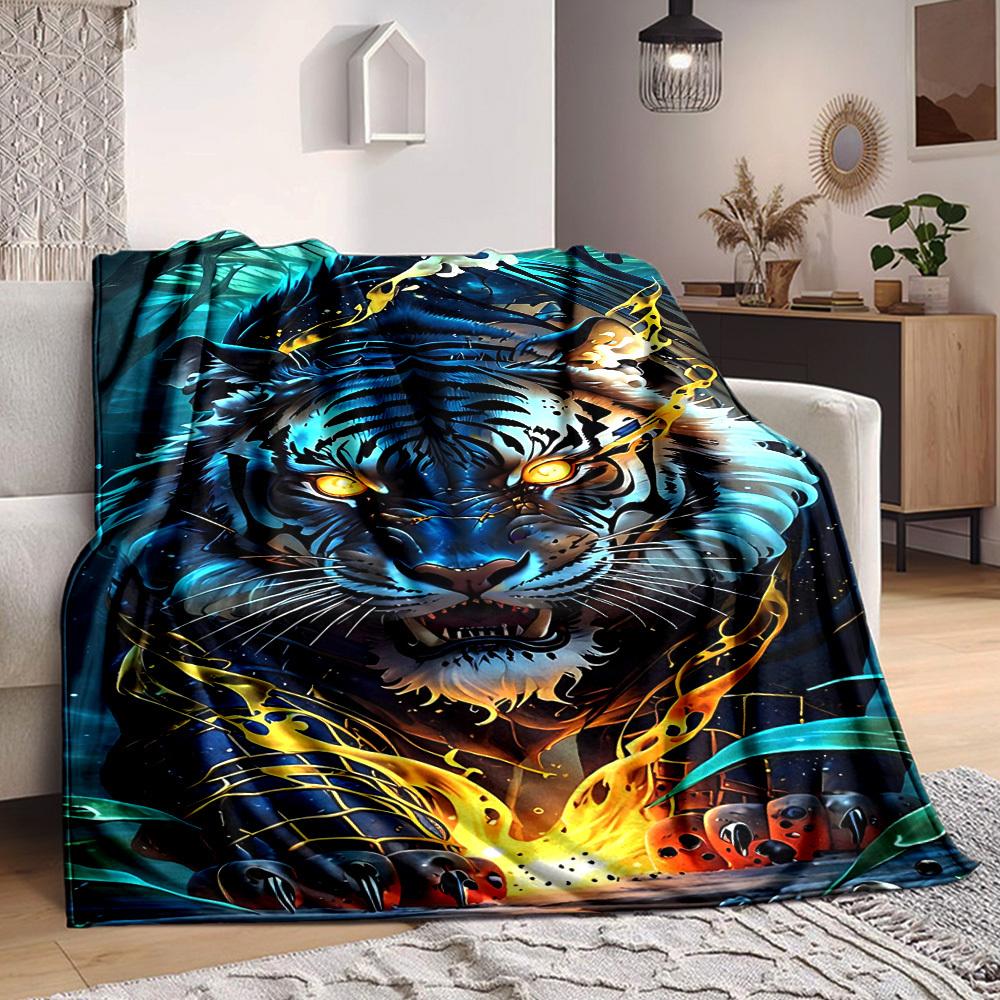 

1pc Tiger Print Blanket - Perfect Gift for Birthdays, Christmas & Halloween- Soft, Warm & Versatile yy250909144 75x90cm